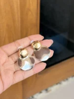 Metallic Two Tone Earrings - Image 3