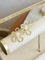 Textured Flower Earrings - Image 3