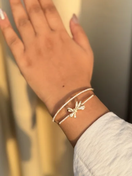 Double Band Bow Bracelet (Adjustable )
