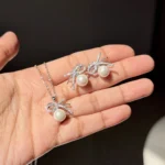 Studded Pearl Pendent Set