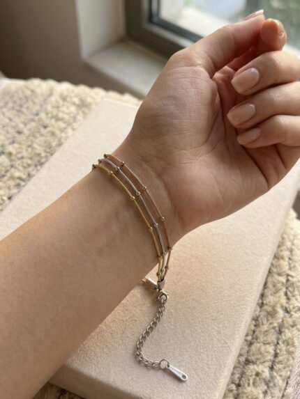 Three tone layered bracelet