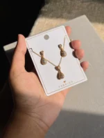 Gold Studded Dew Pendent Set - Image 2